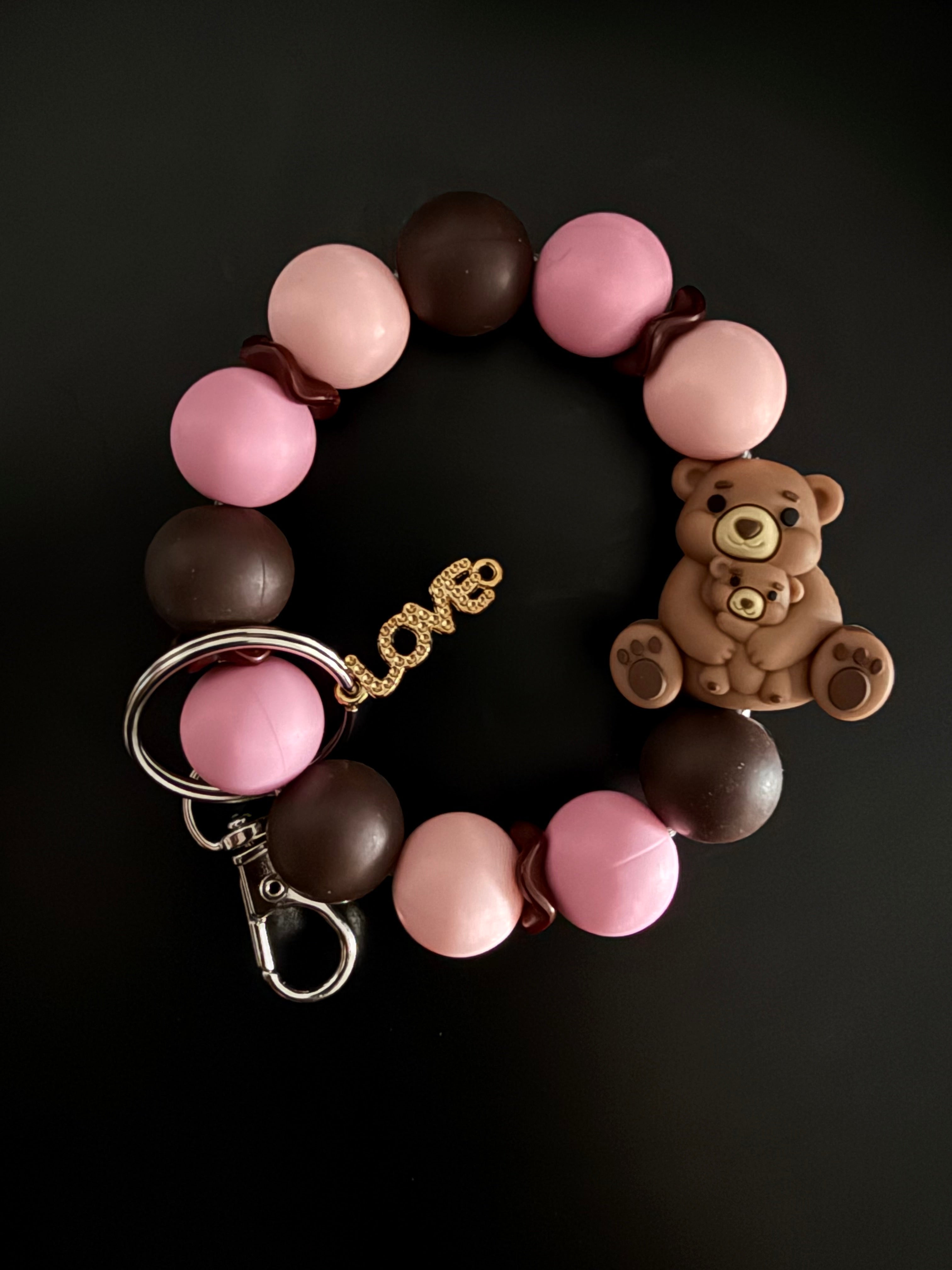 Chocolate brown and pink bear